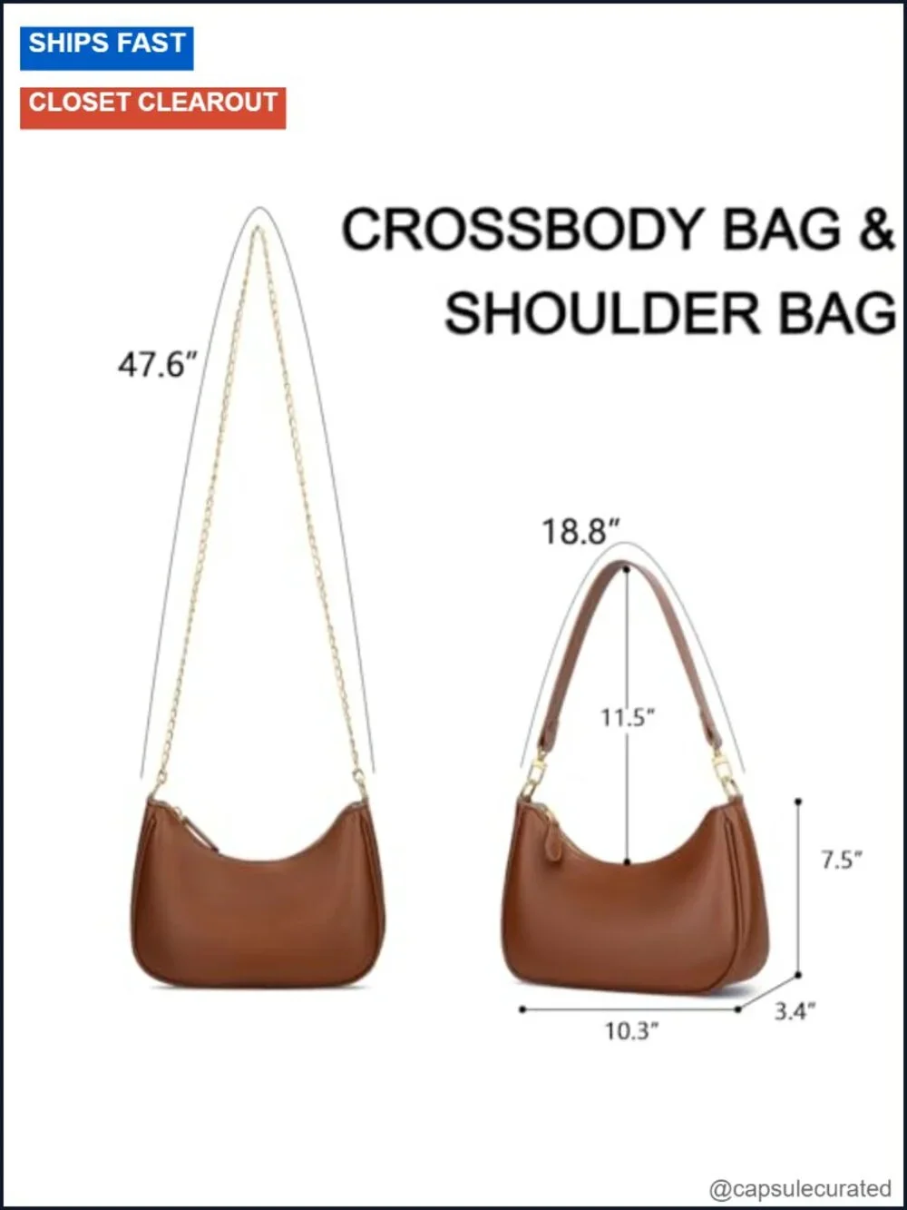 Women's Hobo Shoulder Bag Faux Leather Cute Purse Handbag Gold Chain